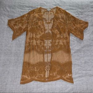 Burnt Orange Lace Kimono